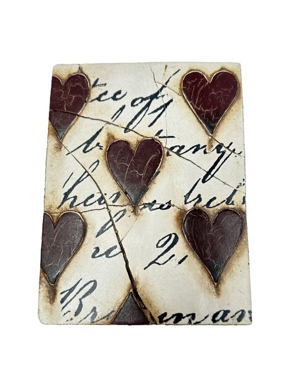 Sid Dickens Love Letter Memory Block T01 Red Hearts with Script Retired 1998